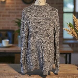 Vintage PacSun Black and Gray Cozy‎ Crewneck Sweater
